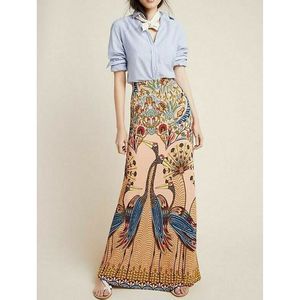 NWOT Anthropologie Farm Rio Peacock Print Maxi Skirt XL